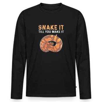 Schlange, Bis Du Es Schaffst. Königliche Python - Männer Premium Bio Langarmshirt - Schwarz - Vorne - Nico (187cm)