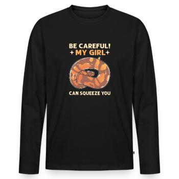 My girl can squeeze you. Herpetologists. - Men's Premium Organic Long Sleeve Shirt - black - Front - Nico (187cm)