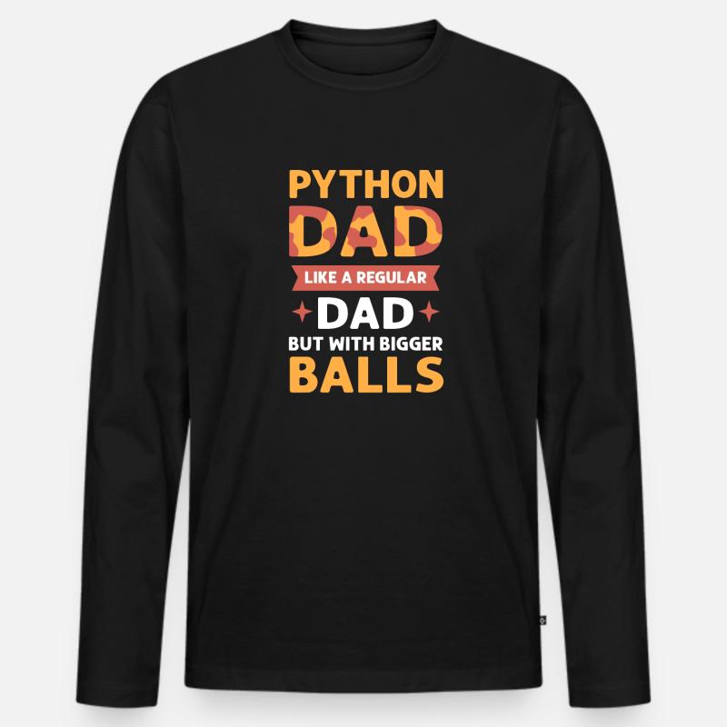 Python-vater. Herpetologen. Königspython - Männer Premium Bio Langarmshirt - Schwarz