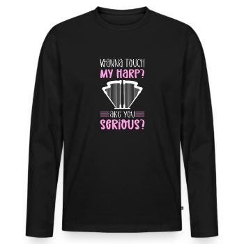 Willst Du Meine Harfe Anfassen? Ist Das Dein - Männer Premium Bio Langarmshirt - Schwarz - Vorne - Nico (187cm)