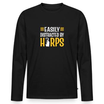 Leicht Ablenkbar Durch Harfen. Harfenist. - Männer Premium Bio Langarmshirt - Schwarz - Vorne - Nico (187cm)