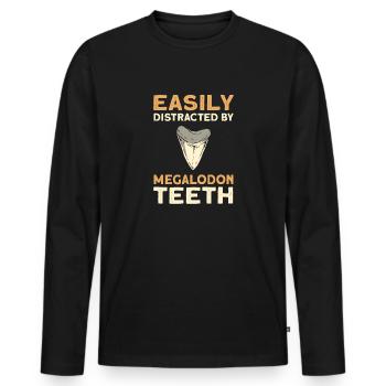 Easily distracted by megalodon teeth. - Men's Premium Organic Long Sleeve Shirt - black - Front - Nico (187cm)
