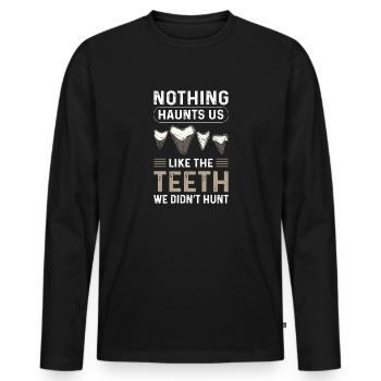 Megalodon tooth hunting. Shark Tooth Fossil Tooth - Men's Premium Organic Long Sleeve Shirt - black - Front - Nico (187cm)