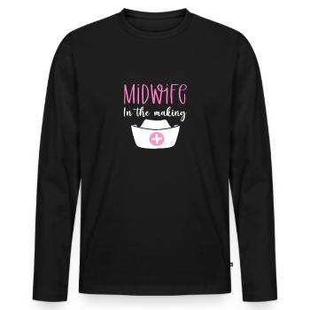 Hebamme In Spe. Geburtshelferin Und Hebamme. Ob - Männer Premium Bio Langarmshirt - Schwarz - Vorne - Nico (187cm)