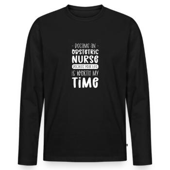 Nurse and midwife for obstetrics. Whether - Men's Premium Organic Long Sleeve Shirt - black - Front - Nico (187cm)