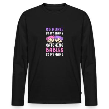 Si infirmière est mon nom. La prise de bébés est à moi - T-shirt manches longues Premium bio Homme - noir - Devant - Nico (187cm)
