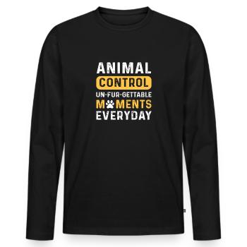 Aco. Unpelzige Momente. Tierschutzbeauftragter - Männer Premium Bio Langarmshirt - Schwarz - Vorne - Nico (187cm)