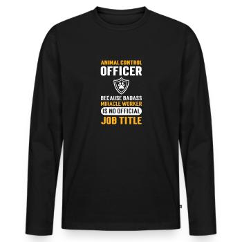 Aco. Sauvetage d’animaux. Inspecteur animalier - T-shirt manches longues Premium bio Homme - noir - Devant - Nico (187cm)