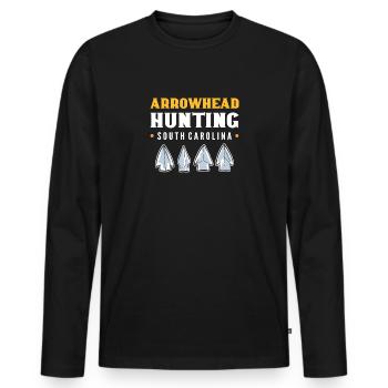 Arrowhead chassant la Caroline du Sud. Chasse à la pointe de flèche - T-shirt manches longues Premium bio Homme - noir - Devant - Nico (187cm)
