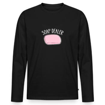 Marchands de savon. Saponification. Production de savon - T-shirt manches longues Premium bio Homme - noir - Devant - Nico (187cm)