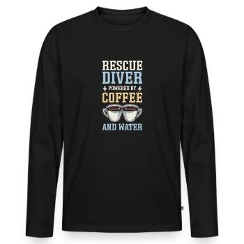 Rettungstaucher. Angetrieben Von Kaffee Und - Männer Premium Bio Langarmshirt - Schwarz - Vorne - Nico (187cm)