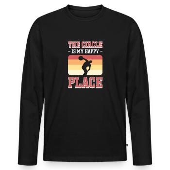 The circle is my happy place. Discus thrower - Men's Premium Organic Long Sleeve Shirt - black - Front - Nico (187cm)