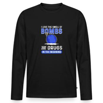 I love the smell of bombs and drugs. - Men's Premium Organic Long Sleeve Shirt - black - Front - Nico (187cm)