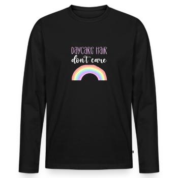 Garderie Les cheveux ne s’en soucient pas. Garde d’enfants. - T-shirt manches longues Premium bio Homme - noir - Devant - Nico (187cm)