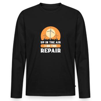 Dans les airs, je fais la réparation. - T-shirt manches longues Premium bio Homme - noir - Devant - Nico (187cm)