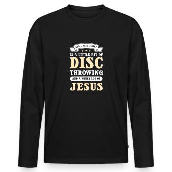 Jésus et le lancer du disque. Lanceur de disque - T-shirt manches longues Premium bio Homme - noir - Devant - Nico (187cm)