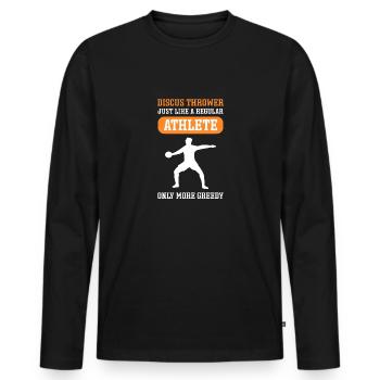 Lanceur de disque. Lancer de disque vintage - T-shirt manches longues Premium bio Homme - noir - Devant - Nico (187cm)
