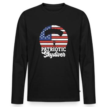 Parachutiste patriotique. États-Unis - T-shirt manches longues Premium bio Homme - noir - Devant - Nico (187cm)
