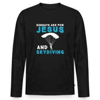 Skydiving and Jesus. Skydiving. - Men's Premium Organic Long Sleeve Shirt - black - Front - Nico (187cm)