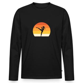 Vintage Kickboxing. Martial arts fighter. - Men's Premium Organic Long Sleeve Shirt - black - Front - Nico (187cm)