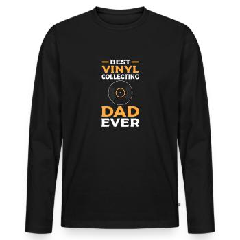 Le meilleur père collectionneur de disques vinyles de tous - T-shirt manches longues Premium bio Homme - noir - Devant - Nico (187cm)