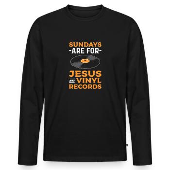 Les dimanches sont pour Jésus et le rassemblement de - T-shirt manches longues Premium bio Homme - noir - Devant - Nico (187cm)