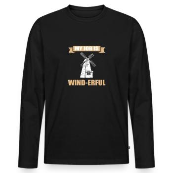 Mein Job Ist Windig. Techniker Für - Männer Premium Bio Langarmshirt - Schwarz - Vorne - Nico (187cm)