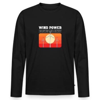 Die Windkraft Bläst Mich Weg. Techniker Für - Männer Premium Bio Langarmshirt - Schwarz - Vorne - Nico (187cm)