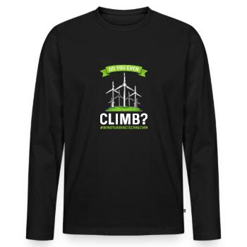 Est-ce que vous grimpez aussi? Exploitants d’éoliennes - T-shirt manches longues Premium bio Homme - noir - Devant - Nico (187cm)