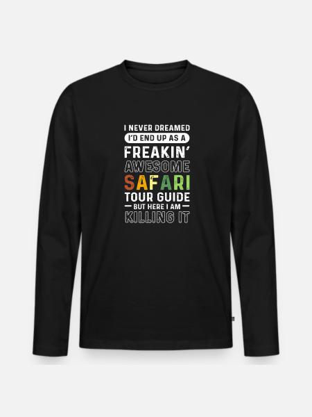 Safari Reisgids. Safari Familievakanties - Mannen Premium Bio shirt met lange mouwen - zwart