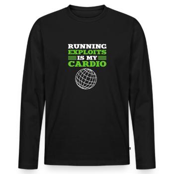My heart beats for exploits. - Men's Premium Organic Long Sleeve Shirt - black - Front - Nico (187cm)