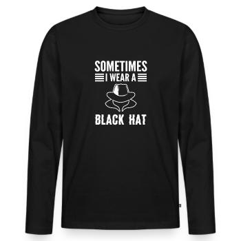 White Hat Hacker. Cyber-krieger. - Männer Premium Bio Langarmshirt - Schwarz - Vorne - Nico (187cm)