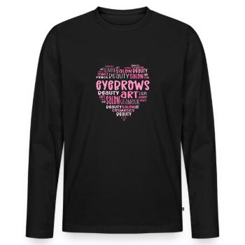 Sourcil cœur. Microblading Sourcil - T-shirt manches longues Premium bio Homme - noir - Devant - Nico (187cm)