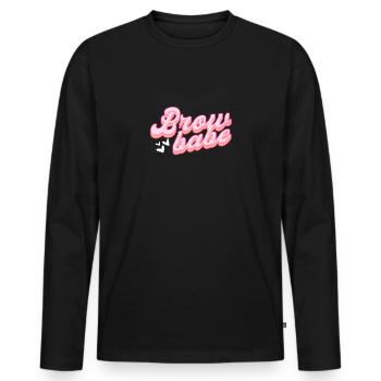 Bébé sourcil. Microblading sourcil - T-shirt manches longues Premium bio Homme - noir - Devant - Nico (187cm)