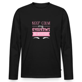 Mes sourcils sont imperméables. Microblading - T-shirt manches longues Premium bio Homme - noir - Devant - Nico (187cm)