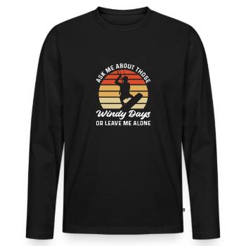 Windige Tage. Vintage Kitesurfen Und Kiteboarding - Männer Premium Bio Langarmshirt - Schwarz - Vorne - Nico (187cm)