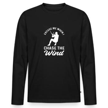 Entschuldigen Sie Mich, Wenn Ich Dem Wind - Männer Premium Bio Langarmshirt - Schwarz - Vorne - Nico (187cm)