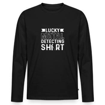 Metalldetektor. Reliquienjagd. Glückliche - Männer Premium Bio Langarmshirt - Schwarz - Vorne - Nico (187cm)