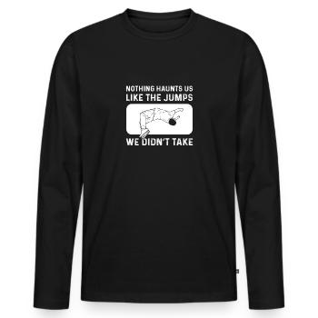 Nichts Verfolgt Uns So Sehr Wie Die Sprünge, Die - Männer Premium Bio Langarmshirt - Schwarz - Vorne - Nico (187cm)