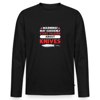 Peut commencer à parler de couteaux. - T-shirt manches longues Premium bio Homme - noir - Devant - Nico (187cm)