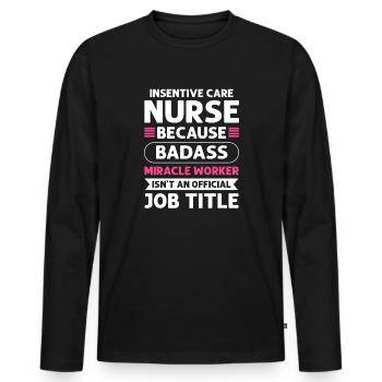 Intensivkrankenschwester Miracle Worker. - Männer Premium Bio Langarmshirt - Schwarz - Vorne - Nico (187cm)