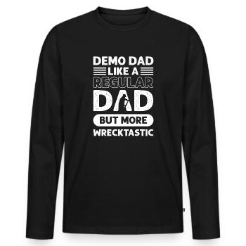 Démo papa. Comme un père normal, mais plus - T-shirt manches longues Premium bio Homme - noir - Devant - Nico (187cm)