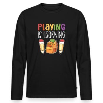 Learn to play. Kindergarten teacher for - Men's Premium Organic Long Sleeve Shirt - black - Front - Nico (187cm)