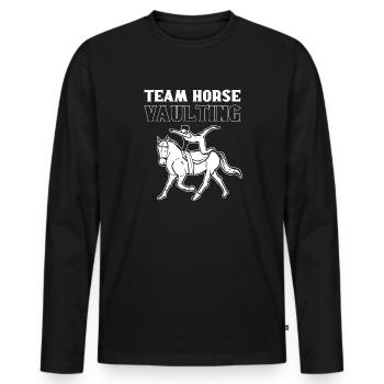 Team Horse Quarter -Horse Riding Horse Farm - Men's Premium Organic Long Sleeve Shirt - black - Front - Nico (187cm)