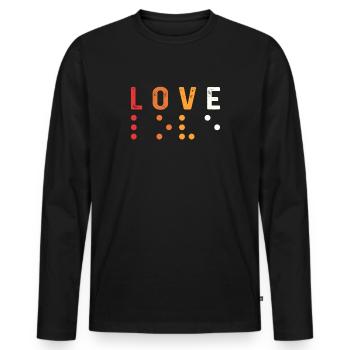 Liebe. Welt-Braille-Tag Blinde - Männer Premium Bio Langarmshirt - Schwarz - Vorne - Nico (187cm)