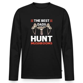 Les meilleurs pères chassent les champignons. Collecte de champignons - T-shirt manches longues Premium bio Homme - noir - Devant - Nico (187cm)