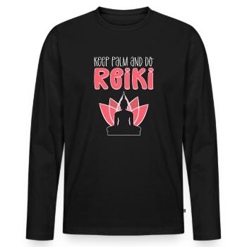 Palm Behalten - Männer Premium Bio Langarmshirt - Schwarz - Vorne - Nico (187cm)