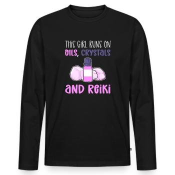 This girl walks with oils, crystals - Men's Premium Organic Long Sleeve Shirt - black - Front - Nico (187cm)