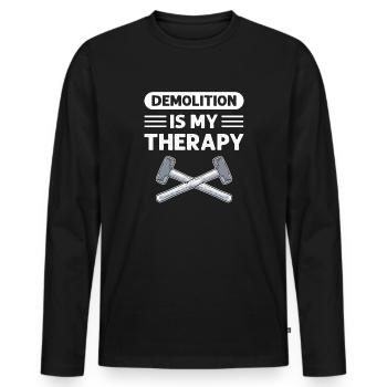 La démolition est ma thérapie. Démolition de maisons de construction - T-shirt manches longues Premium bio Homme - noir - Devant - Nico (187cm)