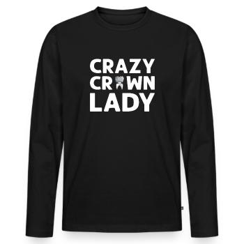 Crazy Crown Lady. Denture technician - Men's Premium Organic Long Sleeve Shirt - black - Front - Nico (187cm)